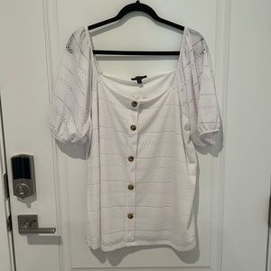 Lane Bryant | White Peasant Blouse